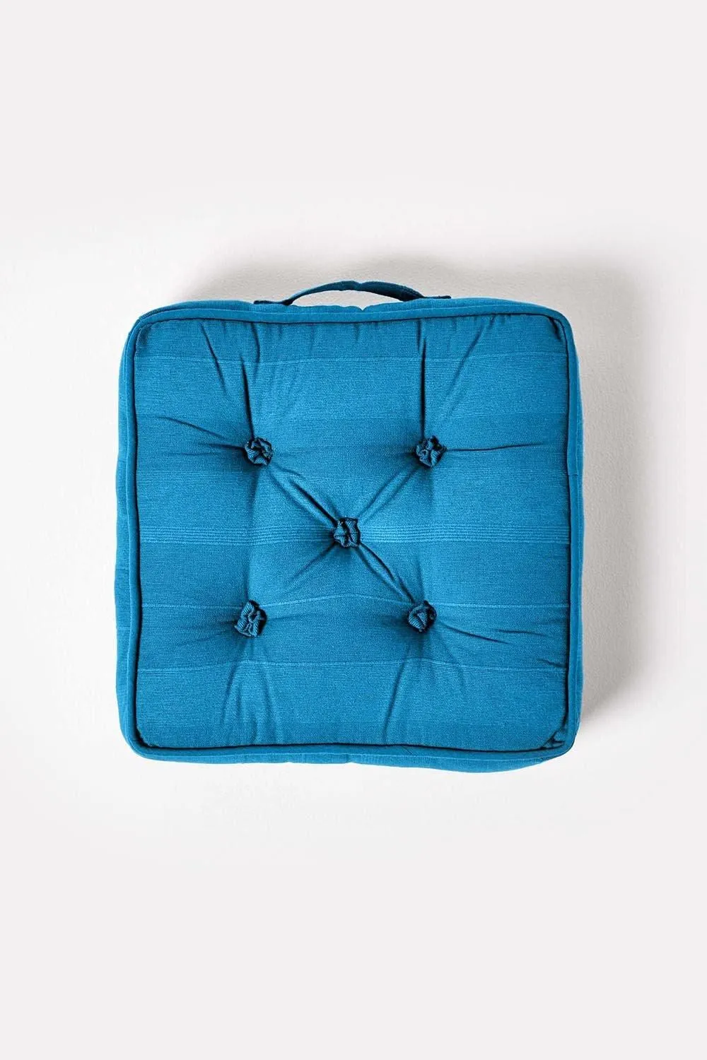Homescapes Rajput Ribbed Cotton Floor Cushion in Teal 3