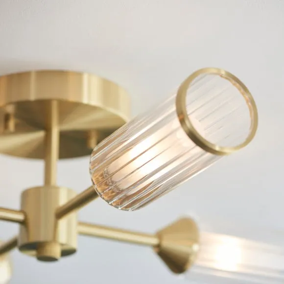 Vogue Bailey Ribbed 4 Light Semi Flush Ceiling Light 3