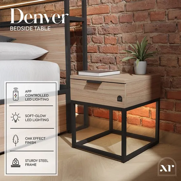 XR Living Denver Bedside Table with App Controlled LED Lights 2