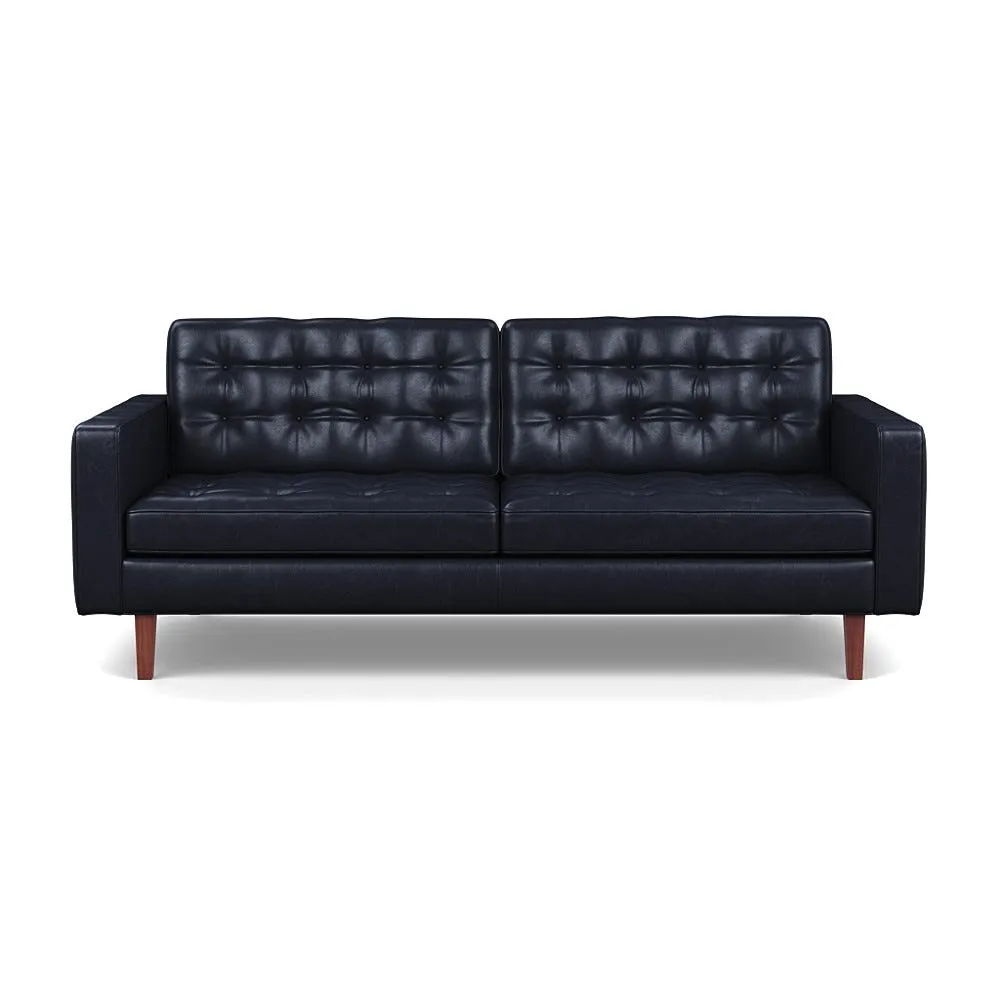 Heal's Hepburn 3 Seater Stonewash Leather Black 263 Walnut Feet 1