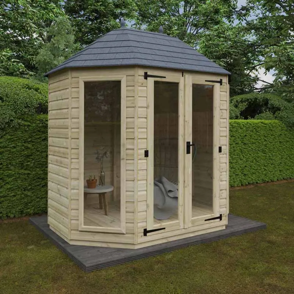Buttercup Farm 8 x 6 Feet Tanalised Octagonal - Full Pane 16mm Shed in Natural 3