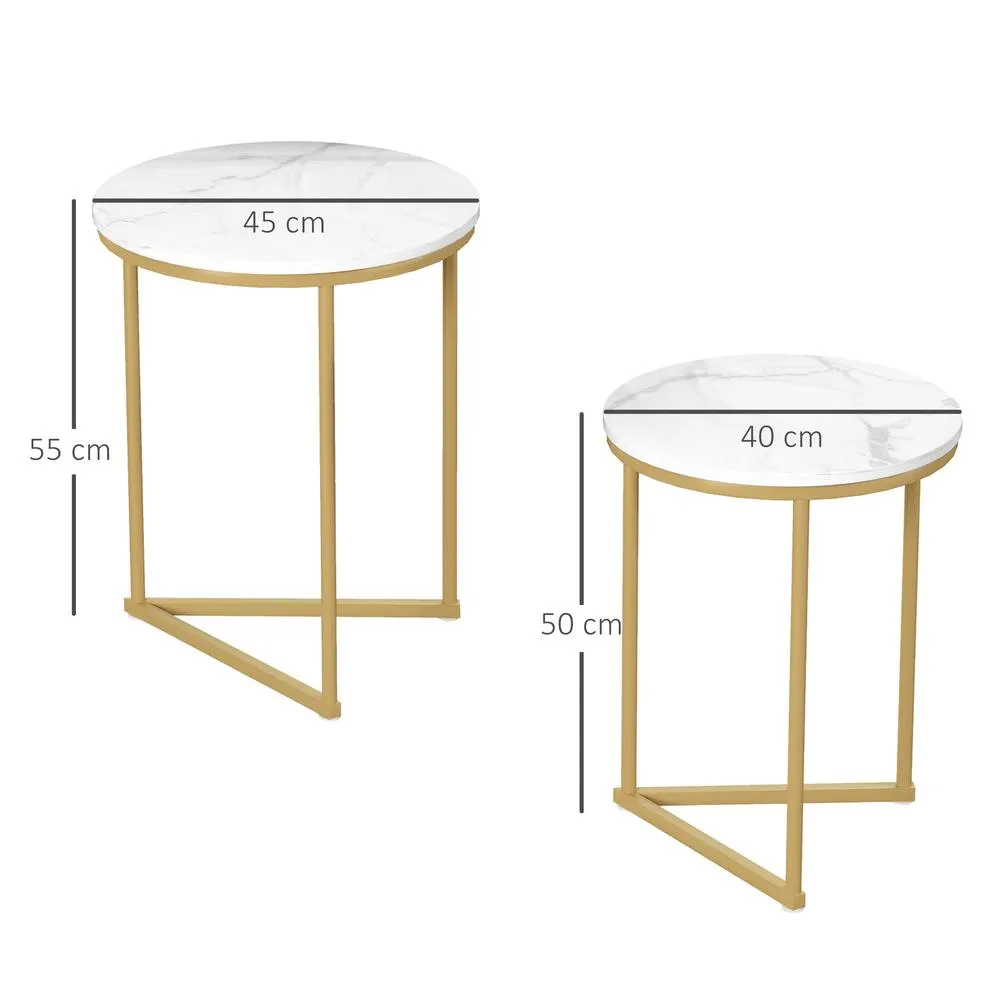 HOMCOM Nesting Coffee Table Set of 2 with Metal Frame, Gold Tone 3