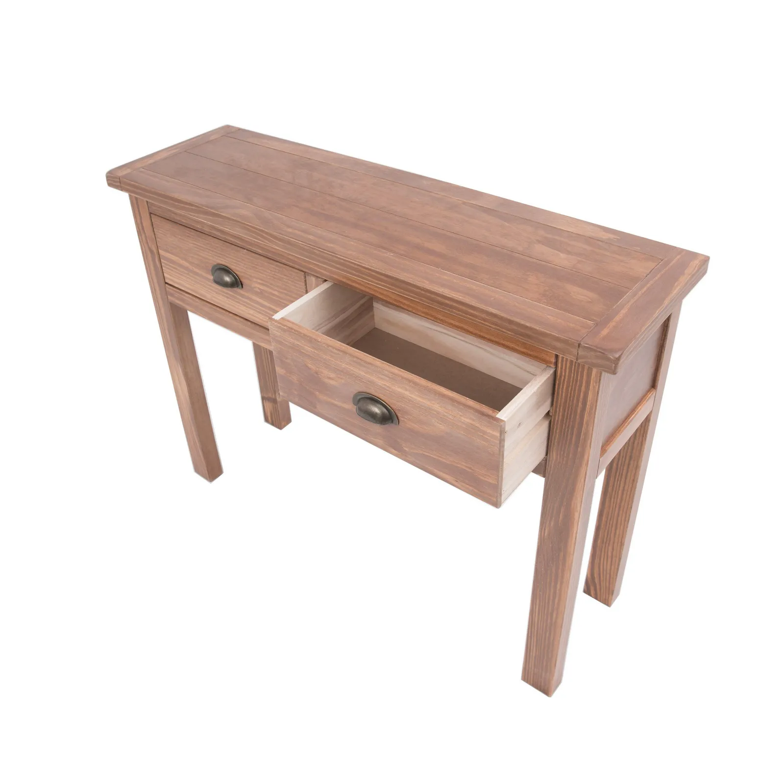 Cabinet Bits Padua Lacquered 2 Drawer Console Table Brass Cup Handle in Light Brown 4