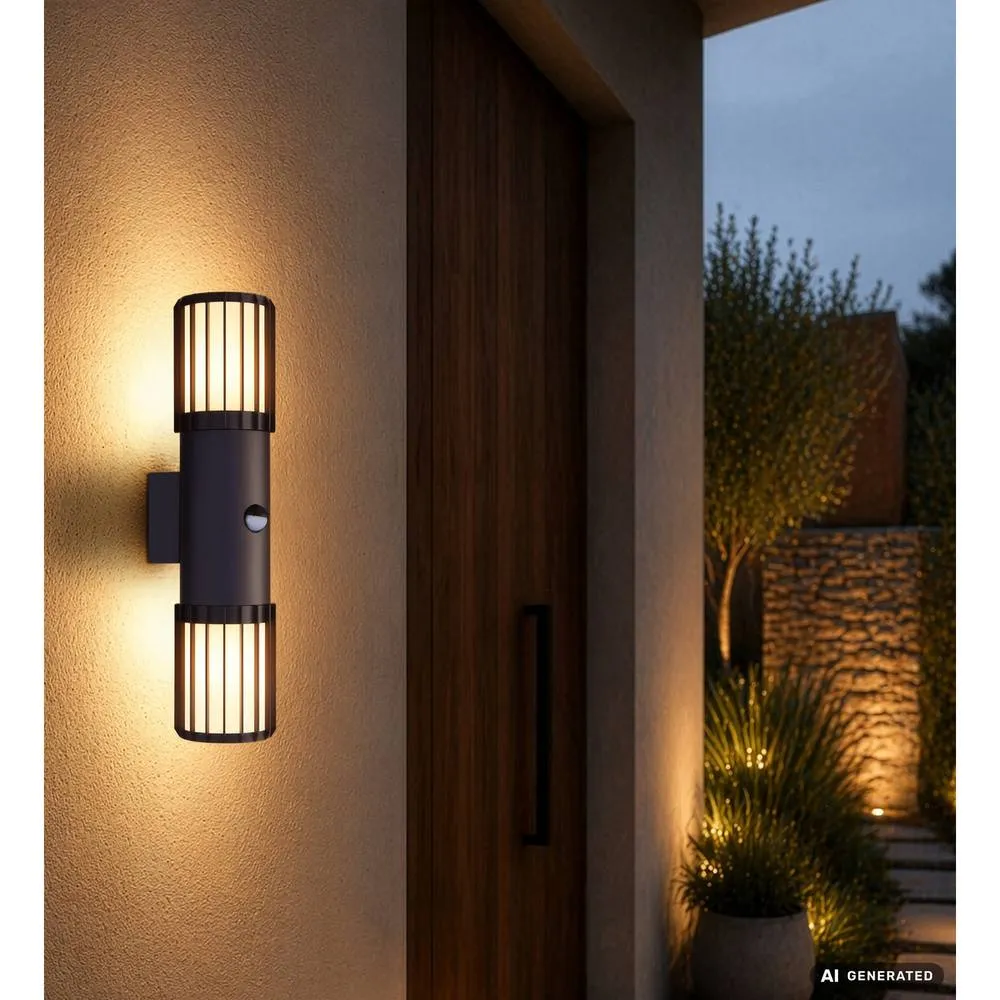 Netlighting Mervin PIR Outdoor Up Down Wall Lamp Matt Anthracite 2x E27 in Grey 6