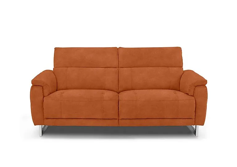 Moet 3 Seater Fabric Power Recliner Sofa with Telescopic Headrests - Dexter Pumpkin