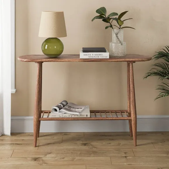 Haider Console Table with Shelf, Acacia Wood