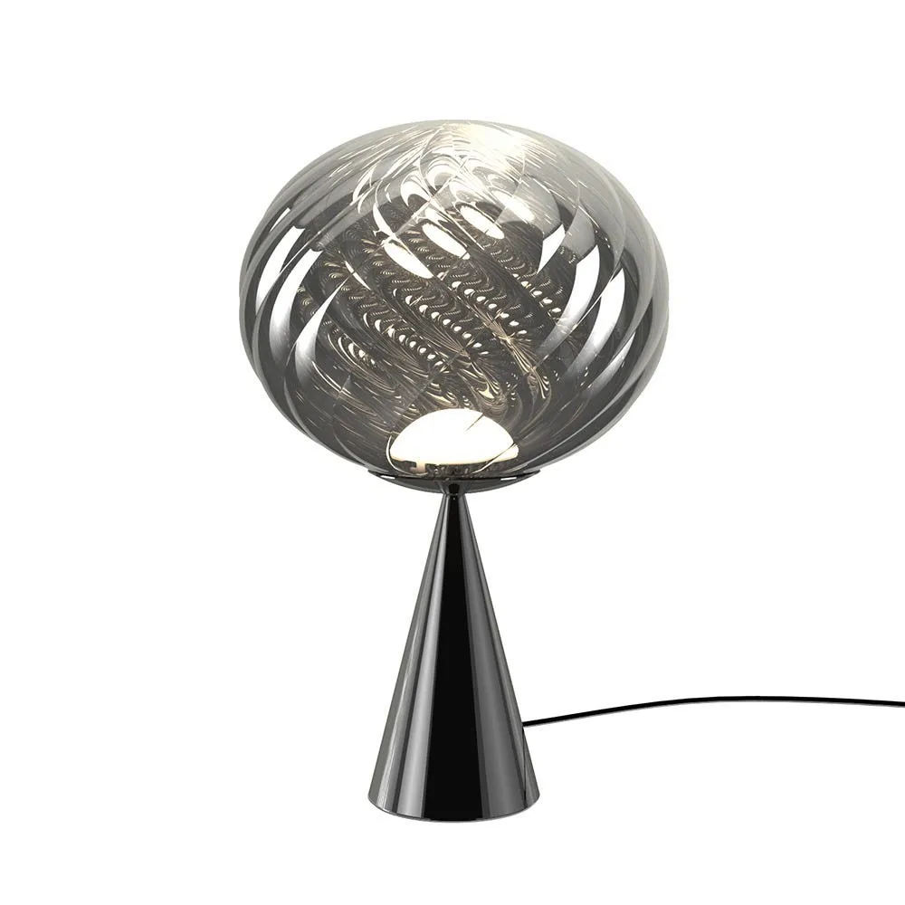 Tom Dixon Whirl LED Cone Fat Table Lamp Silver/Black 2