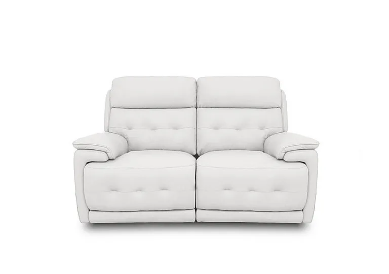 Brescia Leather 2 Seater Power Recliner Sofa with Power Headrests - BV Star White