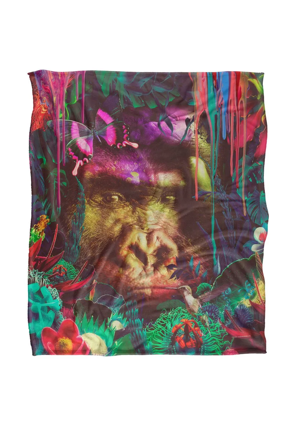 Reinders Jungle Gorilla & Butterfly Silky Touch Super Soft Throw Blanket 152 X 127 cm in White
