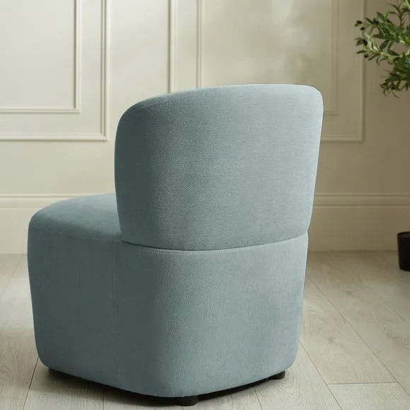 Return - Lunetta Chenille Armless Accent Chair, Riviera Blue 2