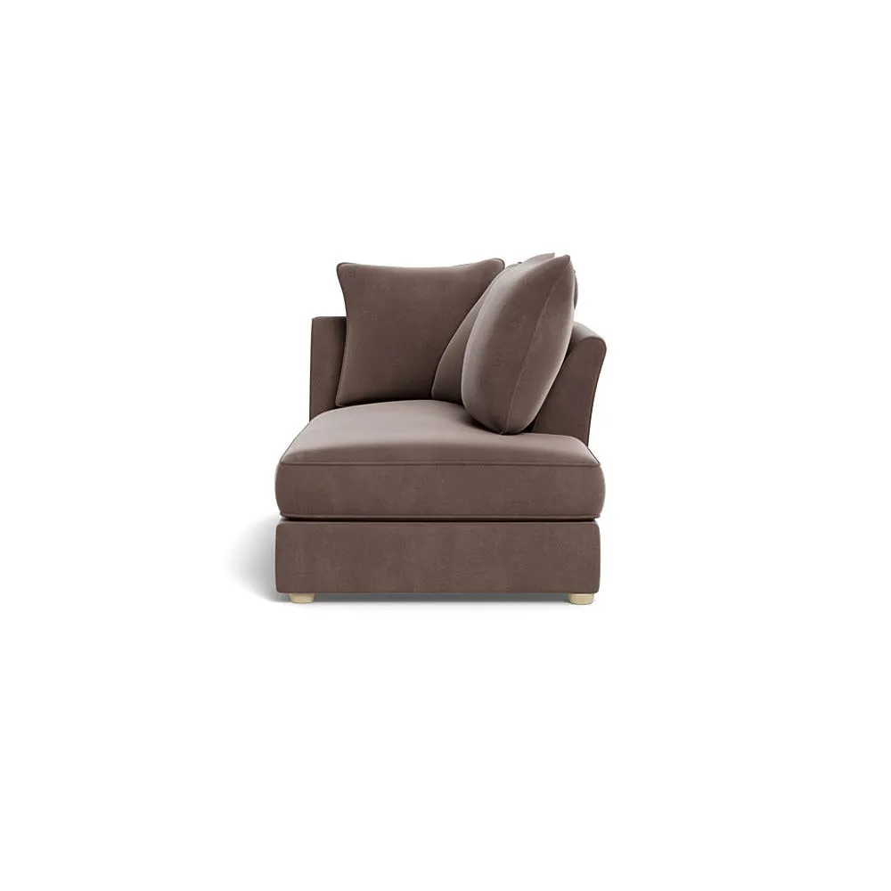 Heal's Tailor Right Hand Facing Chaise Unit Smart Velvet Mouse Natural Feet 1