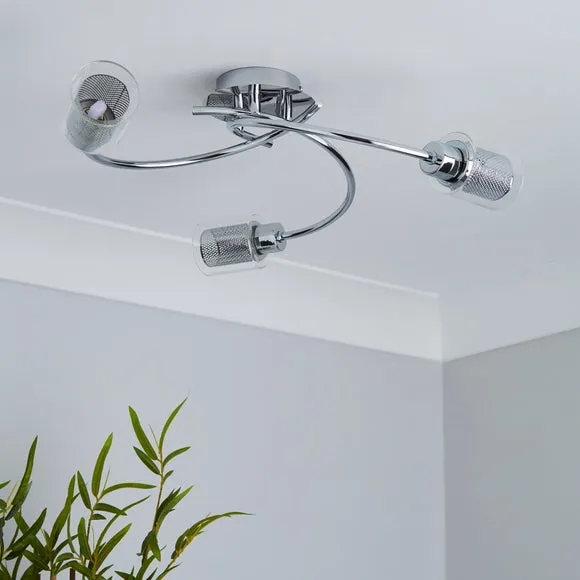 Grace 3 Light Chrome Semi Flush Ceiling Light 2