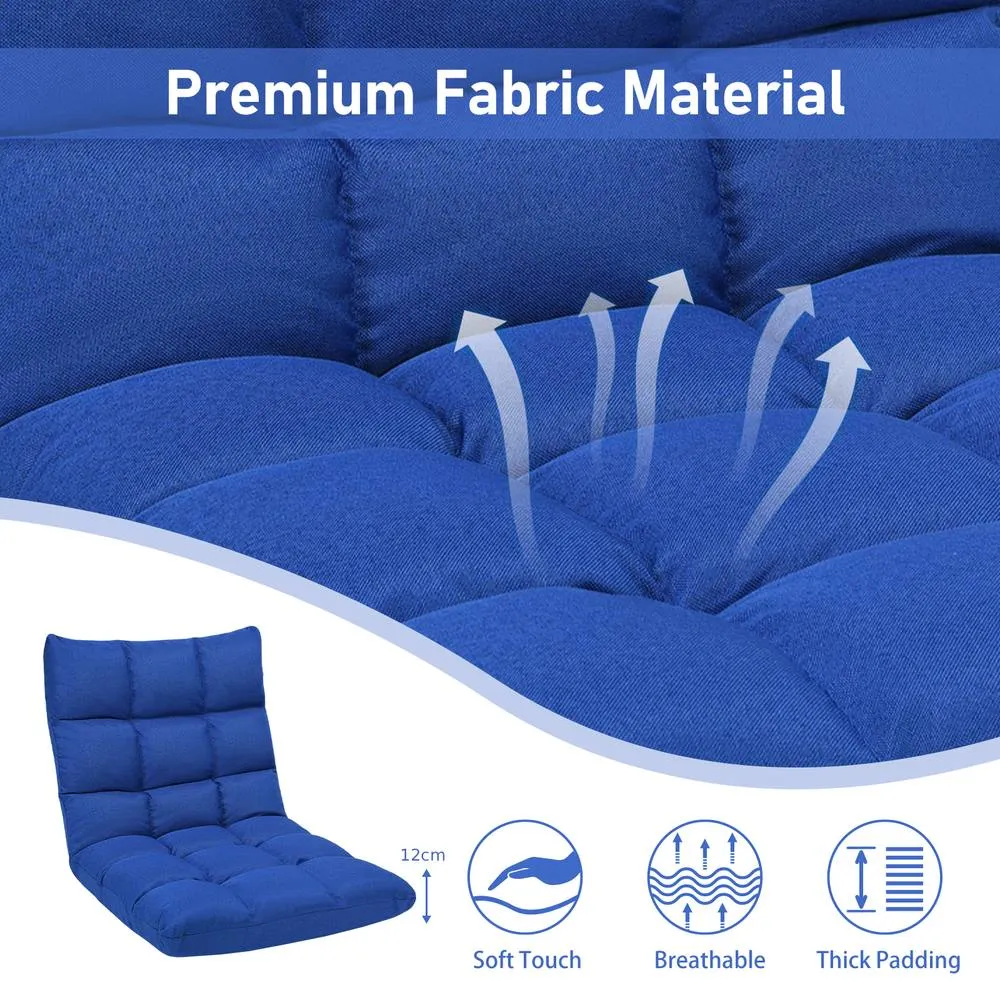 Costway 14-Position Adjustable Floor Chair Folding Video Gaming Sofa Chair in Blue 4