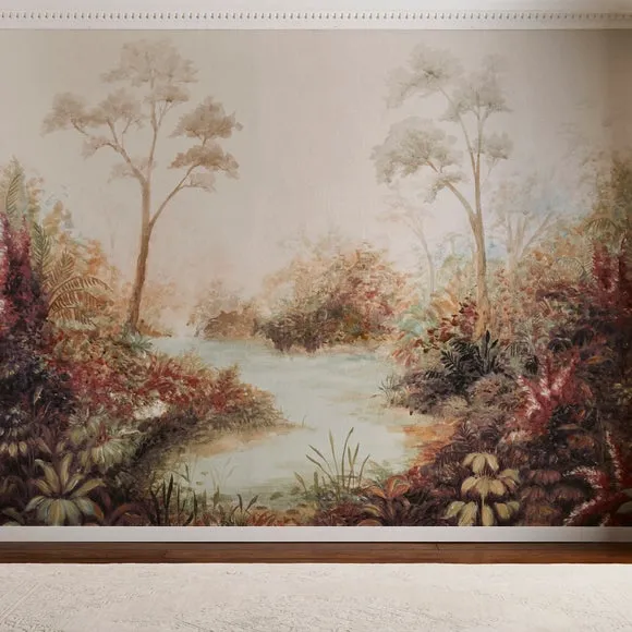Cranberry and Laine Tranquil Floral Wall Mural 2