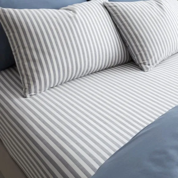 Portloe Woven Stripe 100% Cotton Fitted Sheet