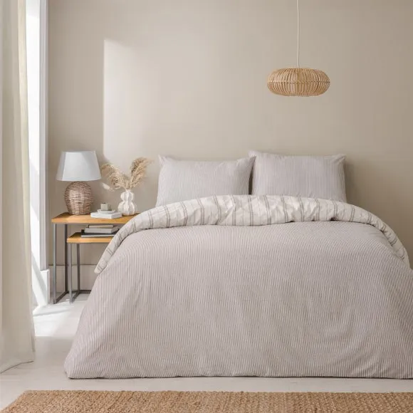 Pia Slub Stripe 100% Cotton Duvet Cover & Pillowcase Set 3