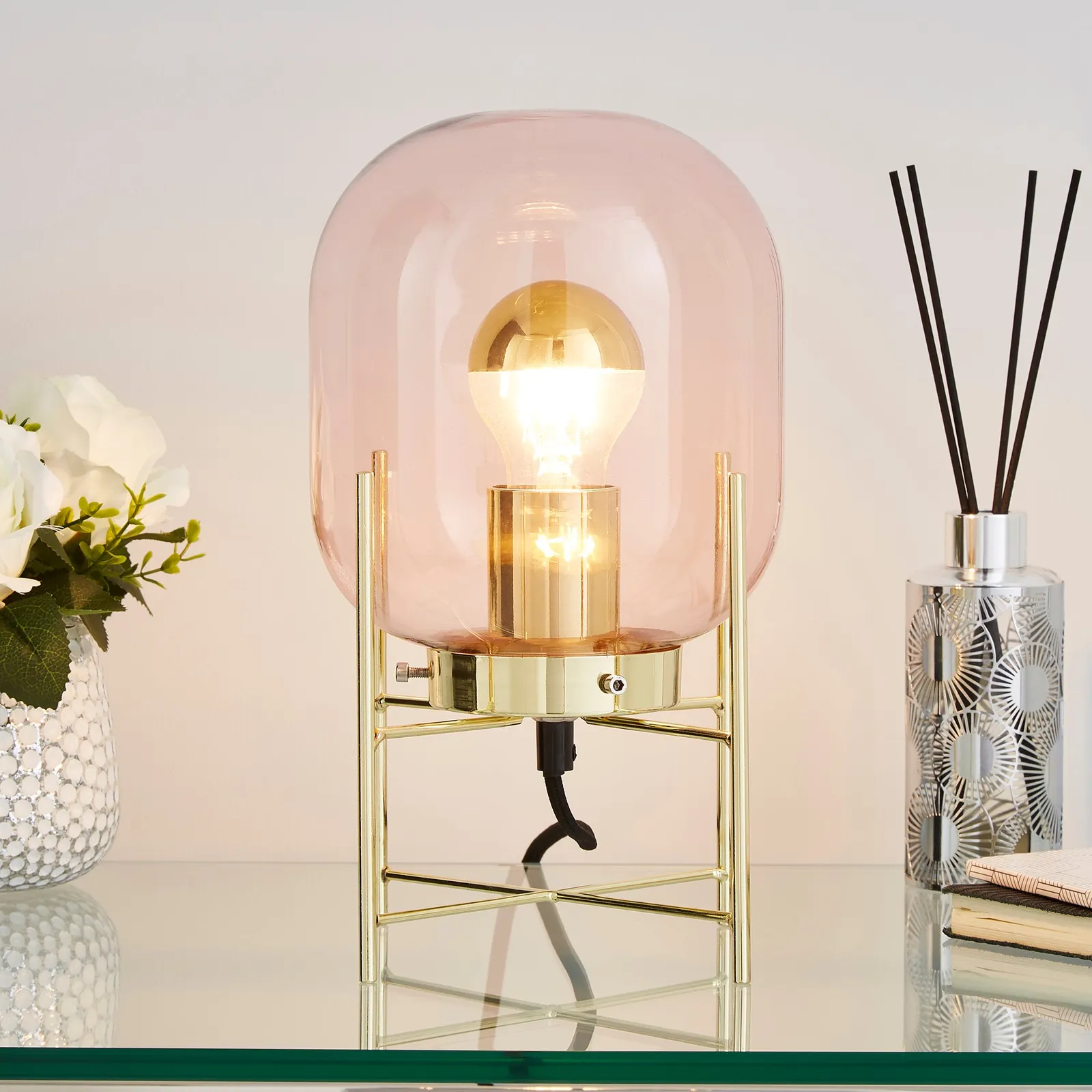 Dayo Table Lamp Pink Chrome