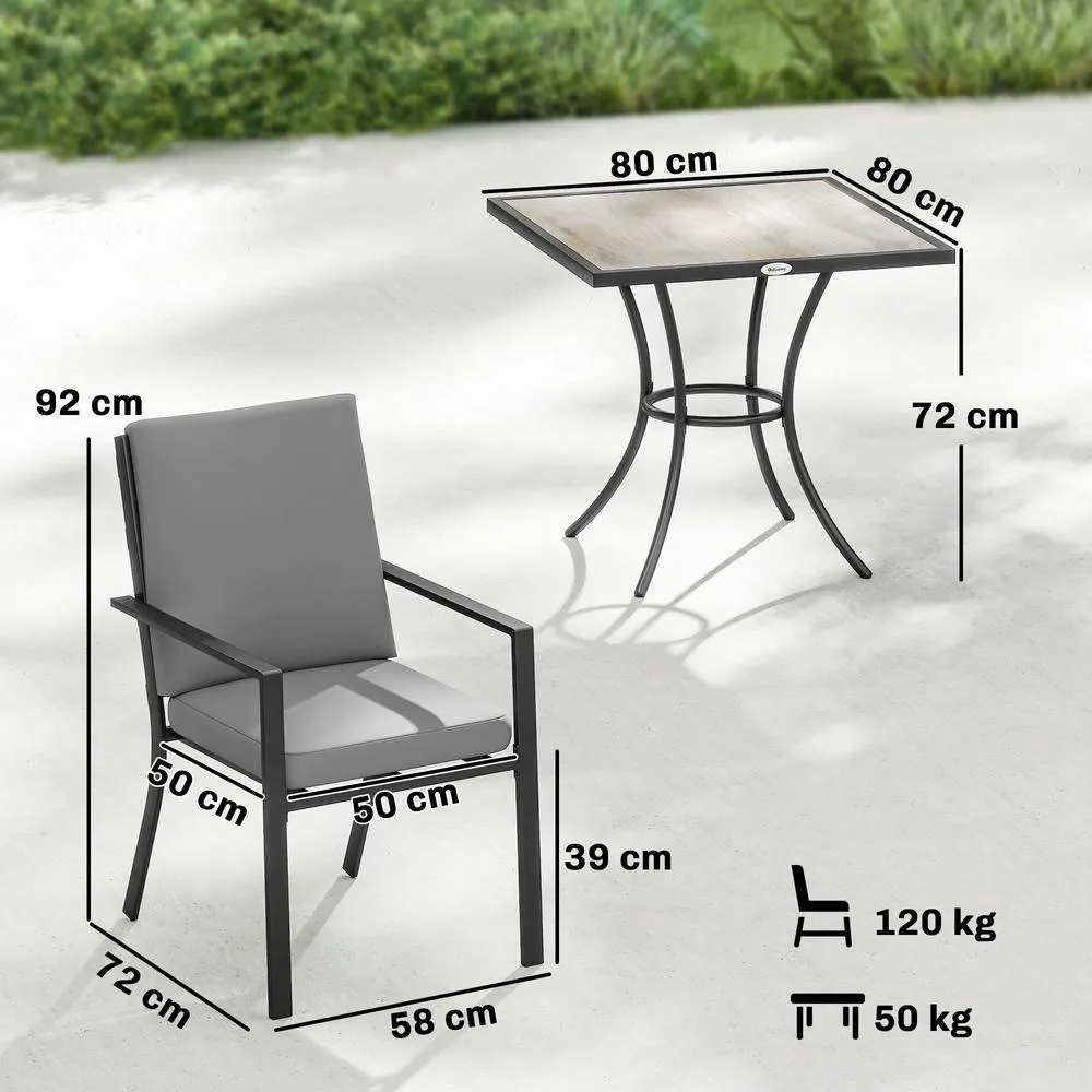 OUTSUNNY 5 Pieces Outdoor Dining Set with Cushions, Garden Dining Set for 4 in Grey 3
