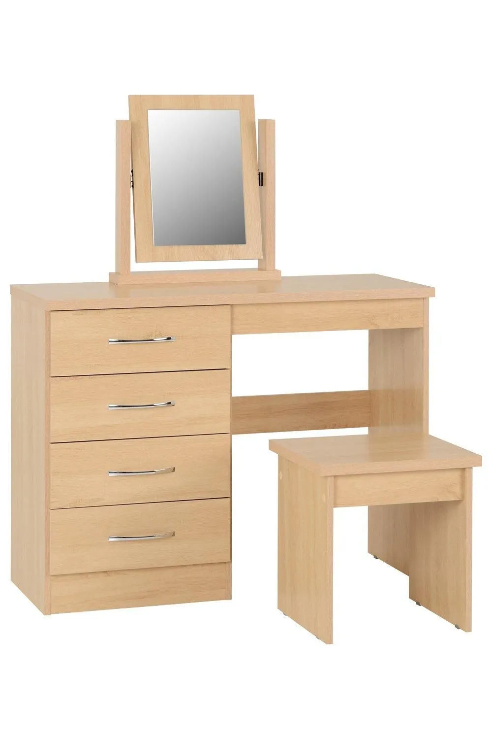 Seconique Nevada 4 Drawer Dressing Table Set in Light Oak 1