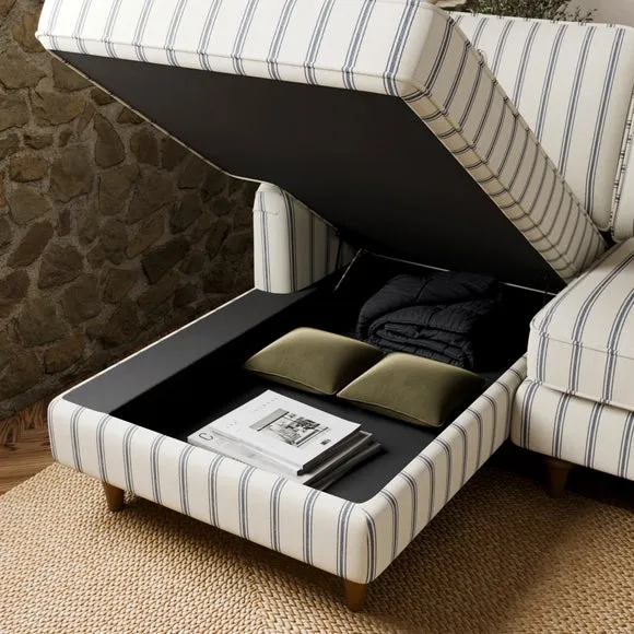 Beatrice II Folkstone Stripe Storage Corner Chaise Sofa 2