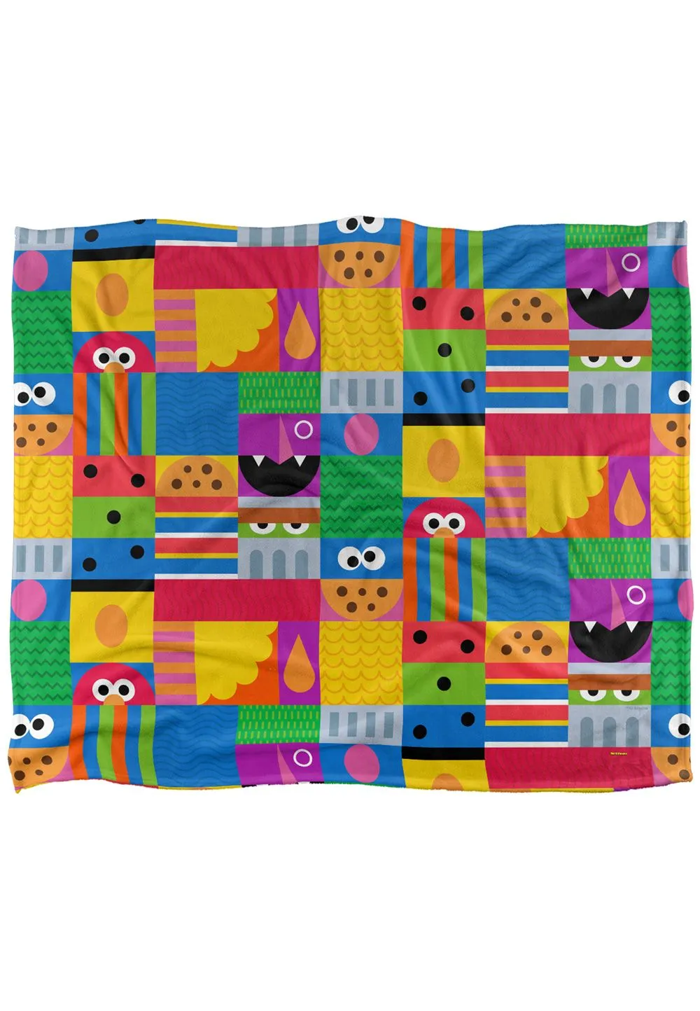 Sesame Street Squares Silky Touch Super Soft Throw Blanket 152 X 127 cm in White