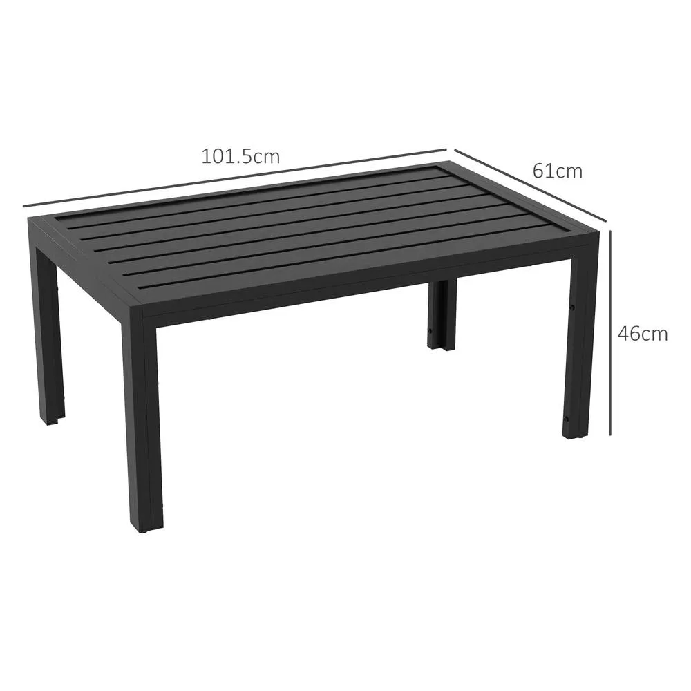 OUTSUNNY Outdoor Side Table Garden Table with Steel Frame & Slat Top in Black 3