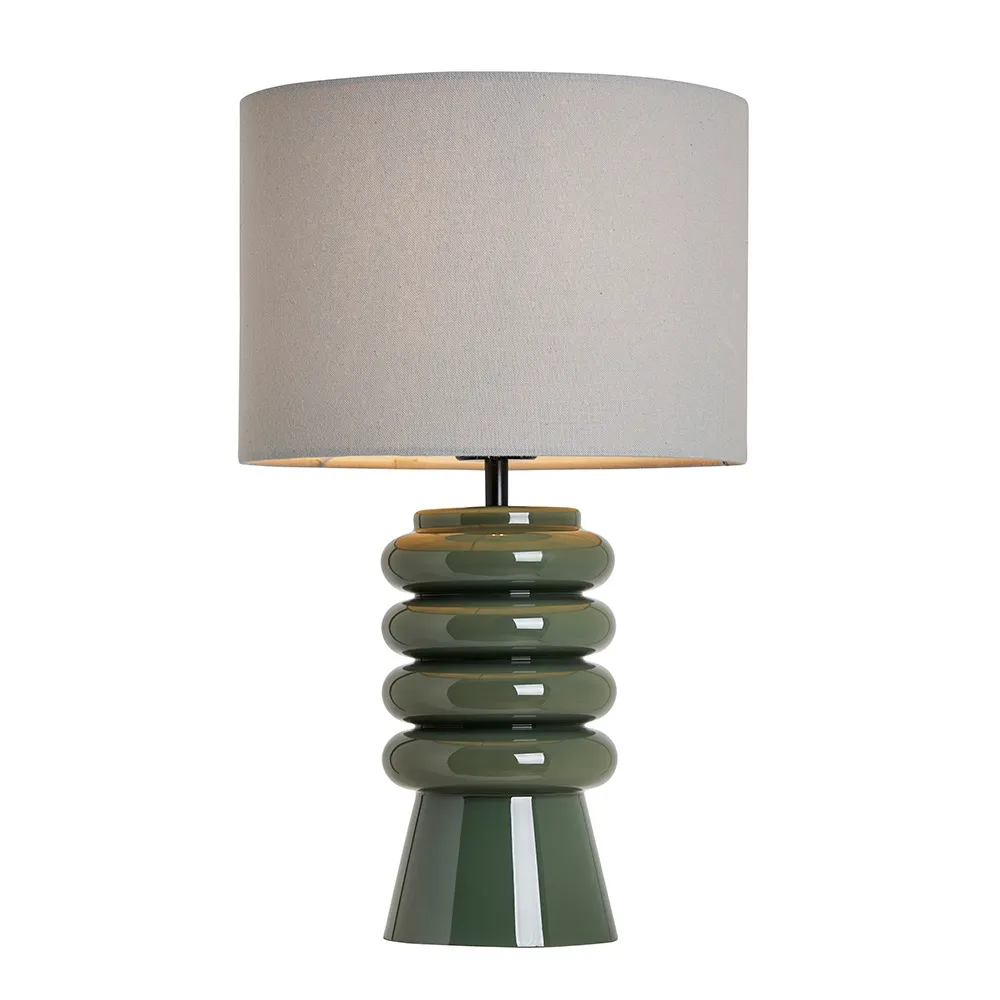 Rahya Ribbed Glass Table Lamp, Green 1