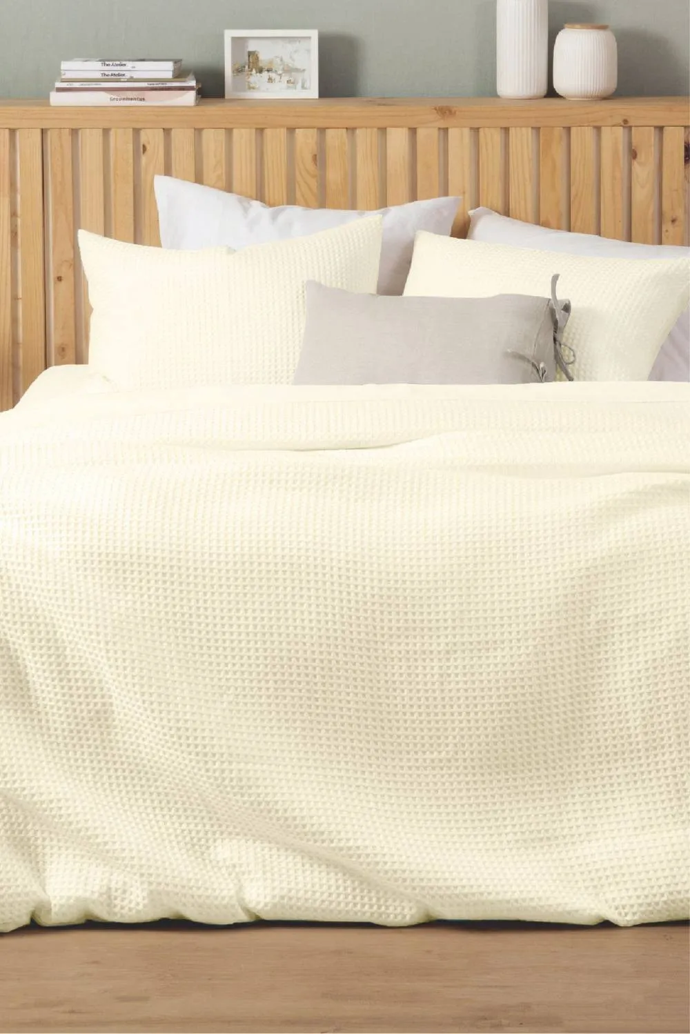 Ezysleep Honeycomb Waffle Duvet Cover Set in Cream 2