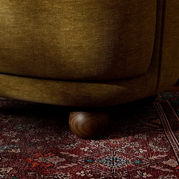 Amina Olive Chenille Ball Foot Tub Chair 5
