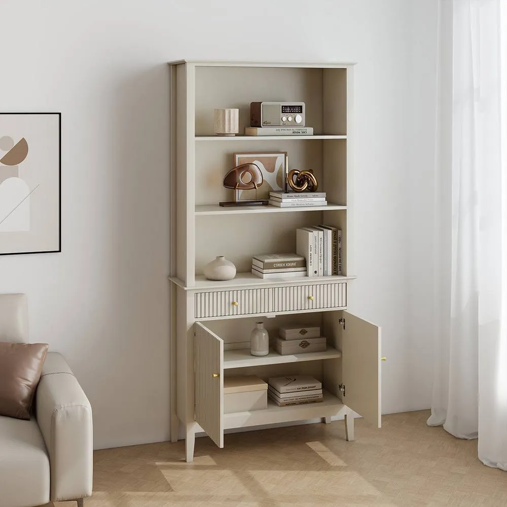Melody Maison Large 2 Drawer & 2 Doors Freestanding Storage Display Cabinet - Hales Taupe Range in Beige 2
