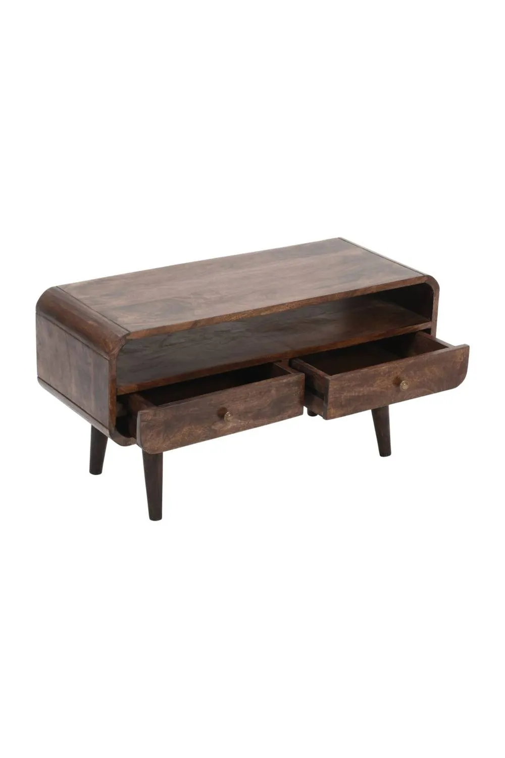 IH Design Rowledge Dark Mango Wood TV Stand 2 Drawers in Dark Brown 4