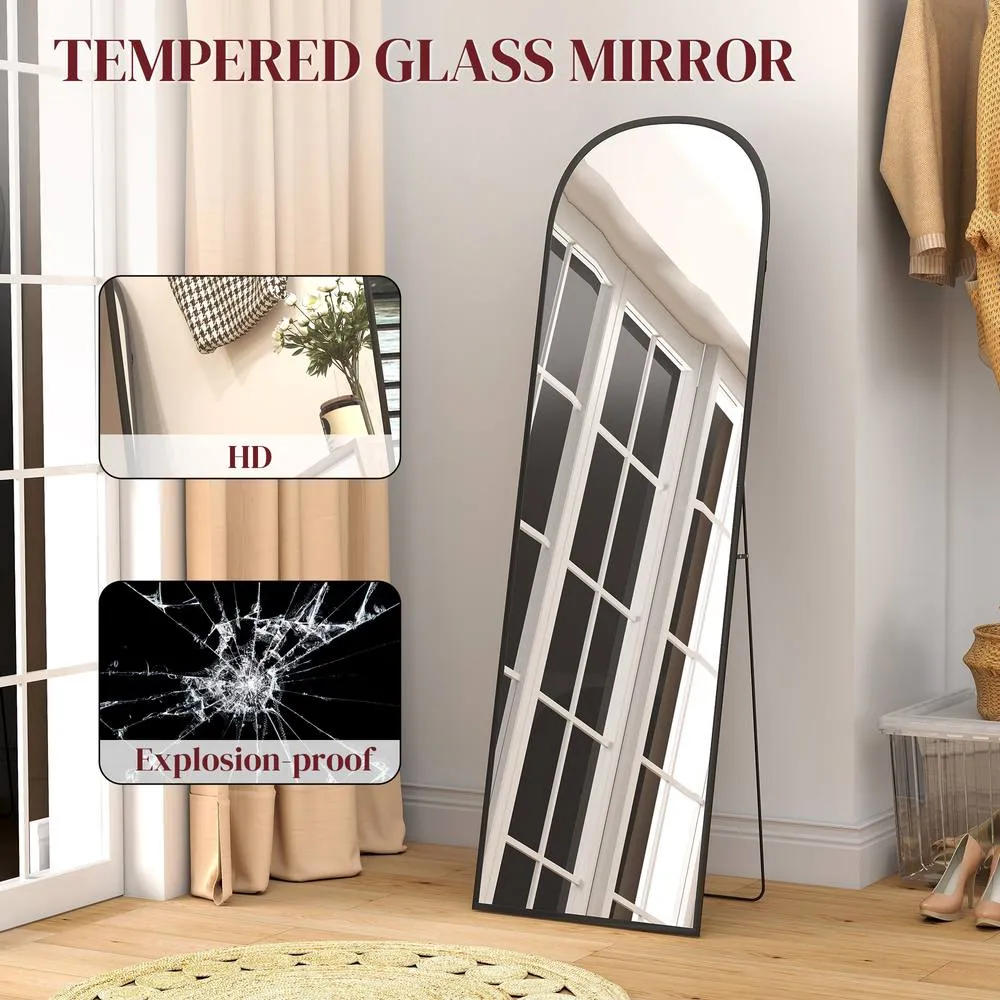 HOMCOM Full Length Mirror with Aluminium Alloy Frame Hanging or Leaning in Black 6