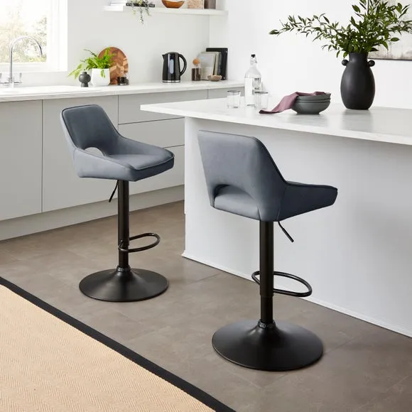 Harlan Height Adjustable Barstool, Faux Leather 2