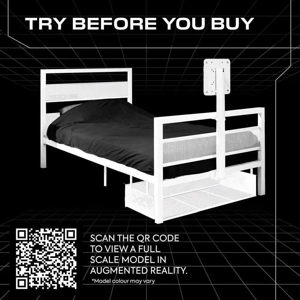 X Rocker Basecamp TV Bed Rotating TV Mount & Storage with Mattress in White 6
