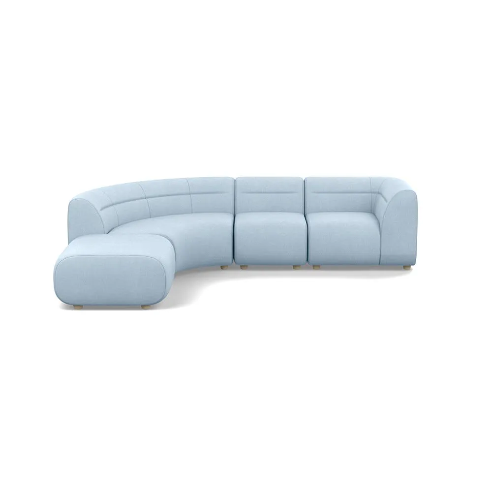 Heal's Lilli Left Hand Facing Curved Corner Sofa Capelo-Linen Sea Shanty Natural Beech Feet 1