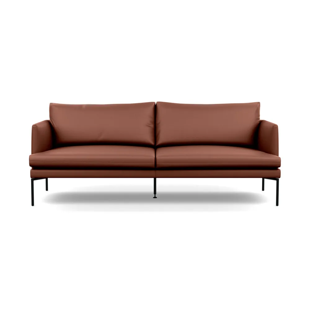 Heal's Matera 3 Seater Sofa Leather Grain Dark Brown 068 Black Feet 1