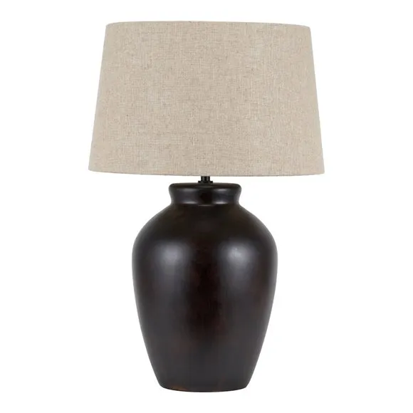 Pacific Lifestyle Espresso Brown Glaze Effect Ceramic Table Lamp 4