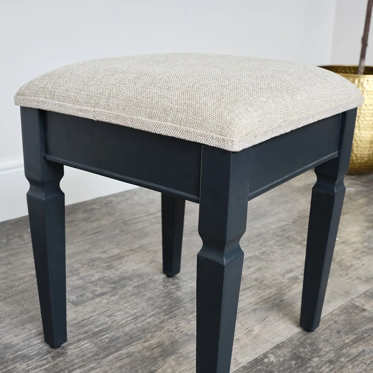 Melody Maison Navy Black Cushioned Dressing Table Stool - Daventry Navy Black Range 6