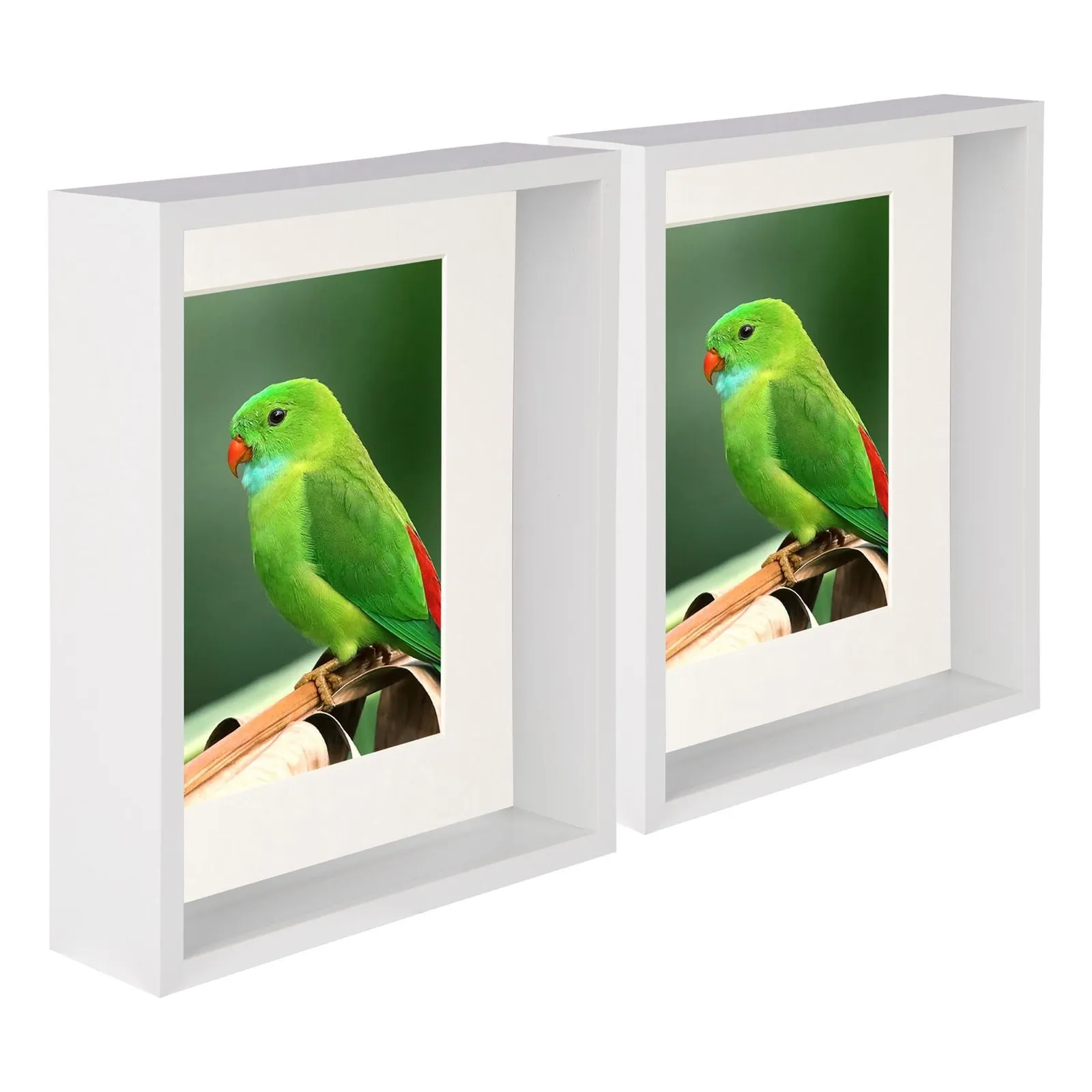 Nicola Spring 8" x 10" 3D Deep Box Photo Frames - 5" x 7" Mount - White - Pack of 5 in Ivory 1