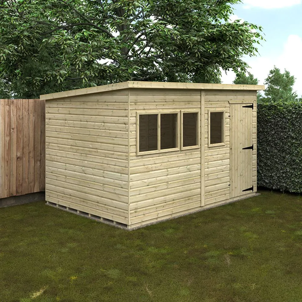 Buttercup Farm 12 x 8 Feet Tanalised Deluxe Pent 16mm Shed - Solid Wood/Softwood/Pine in Natural 2