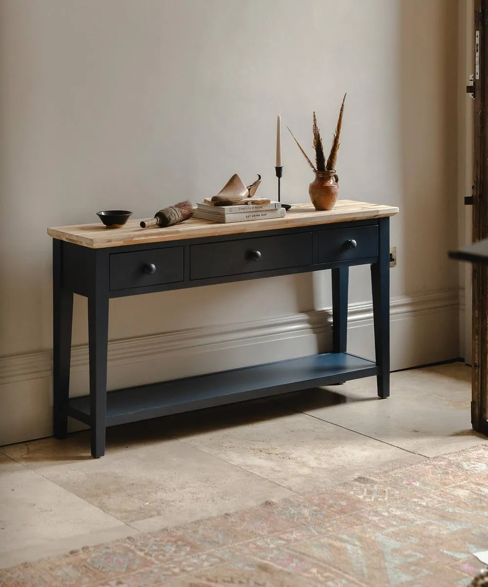 Statement Furniture Florence Large Console Table with 3 Drawers in Navy 4