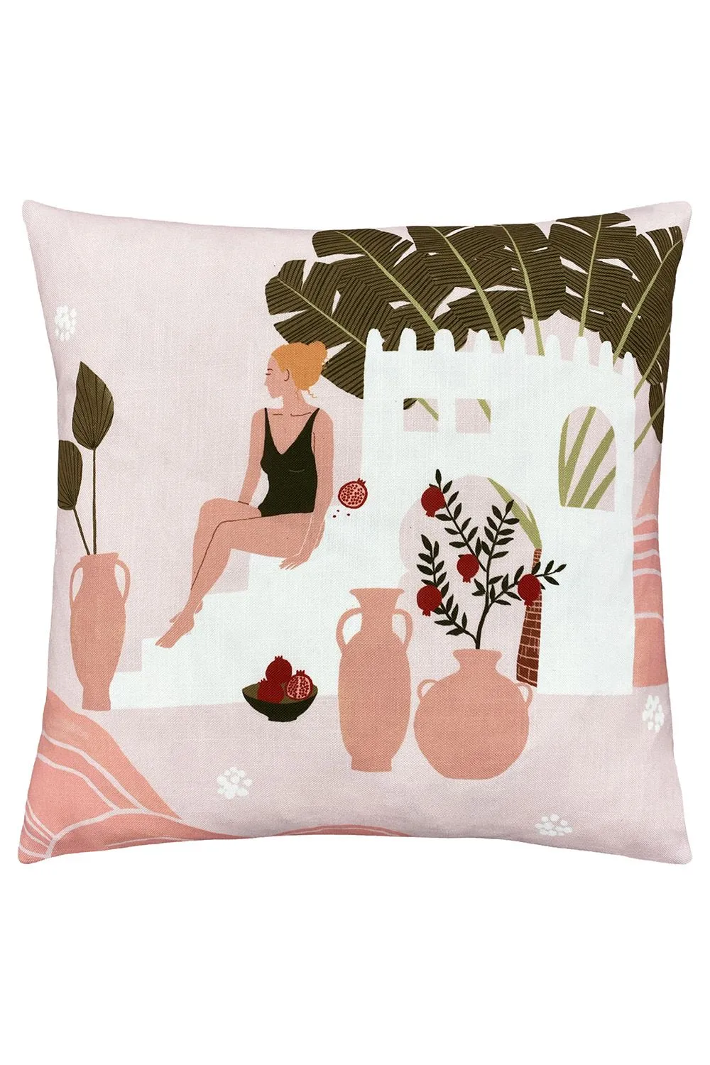 Furn Nalani Abstract Moroccan Courtyard Printed Cushion in Beige