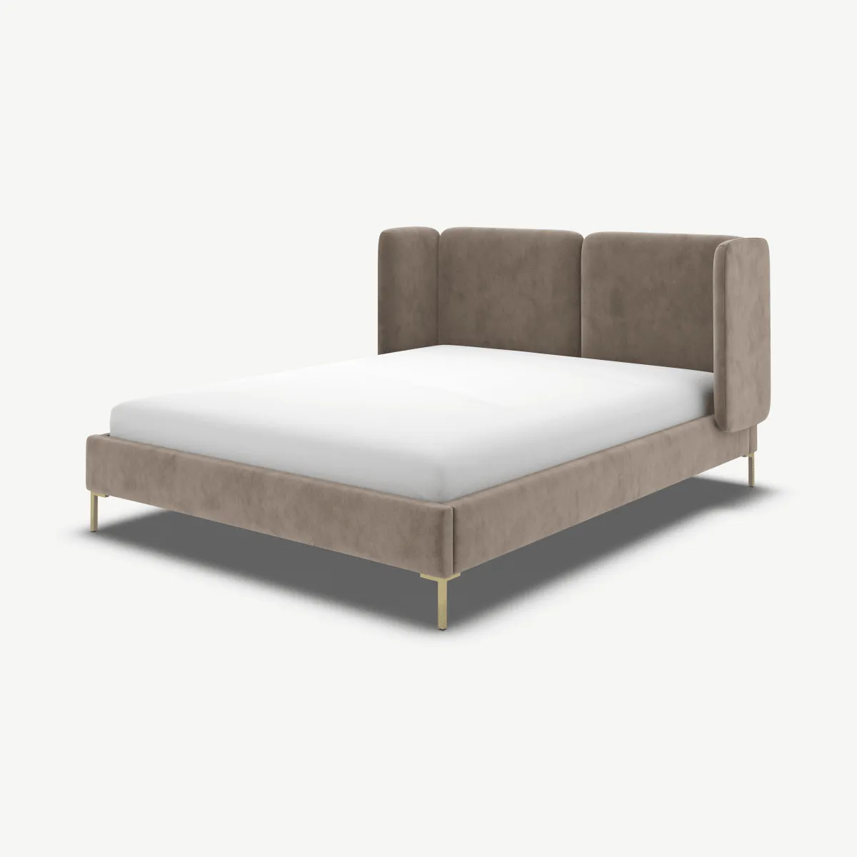 Romola Super King Size Bed, Mole Grey Velvet with Brass Legs