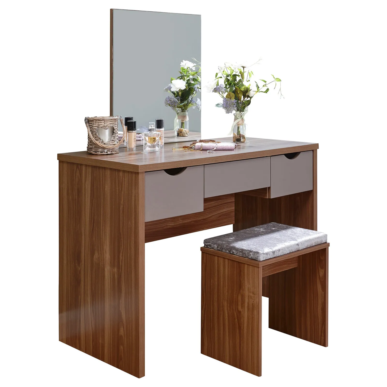 Elizabeth Dressing Table Set Walnut (Brown)