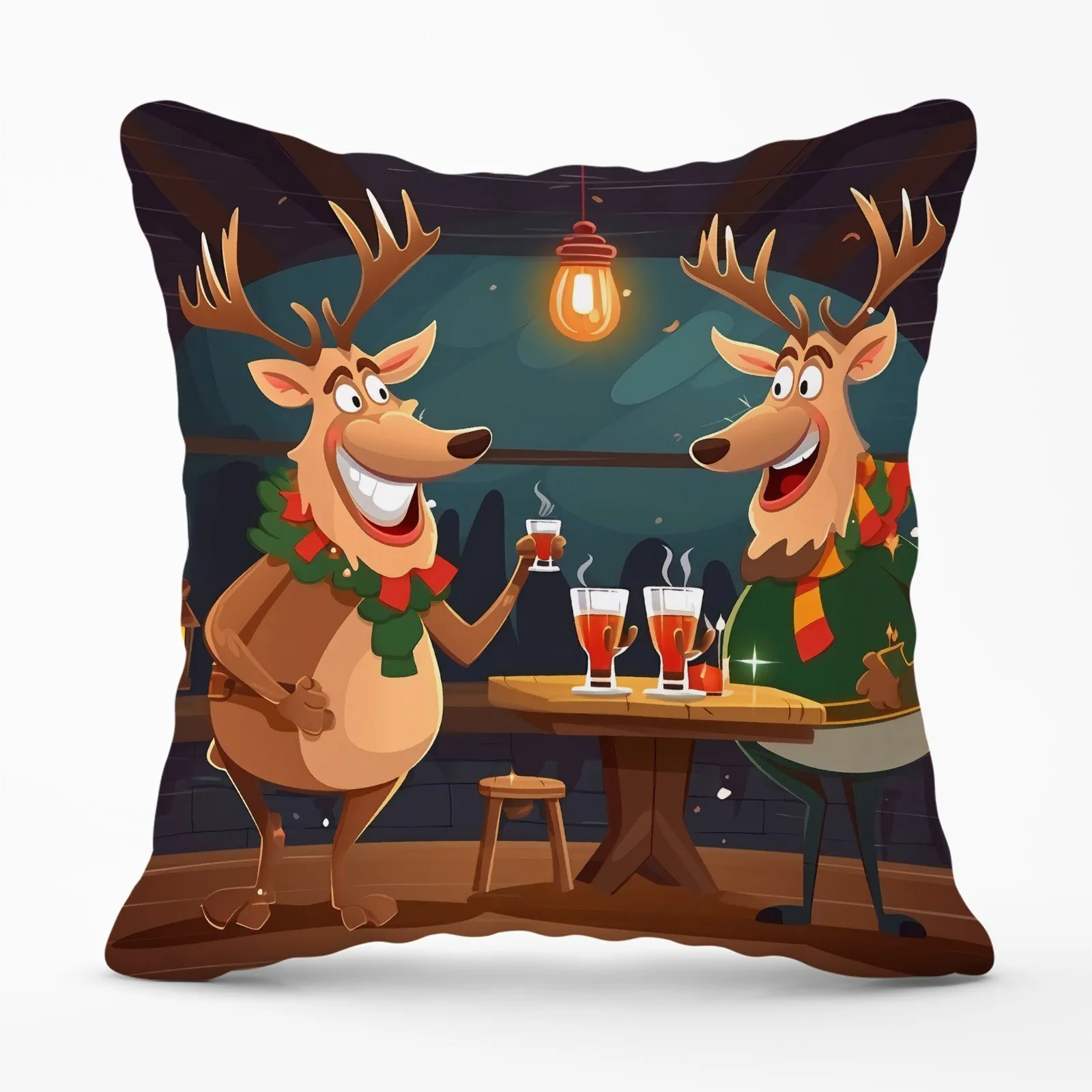 Warren Reed - Designer Reindeers Having A Beer Cushions
