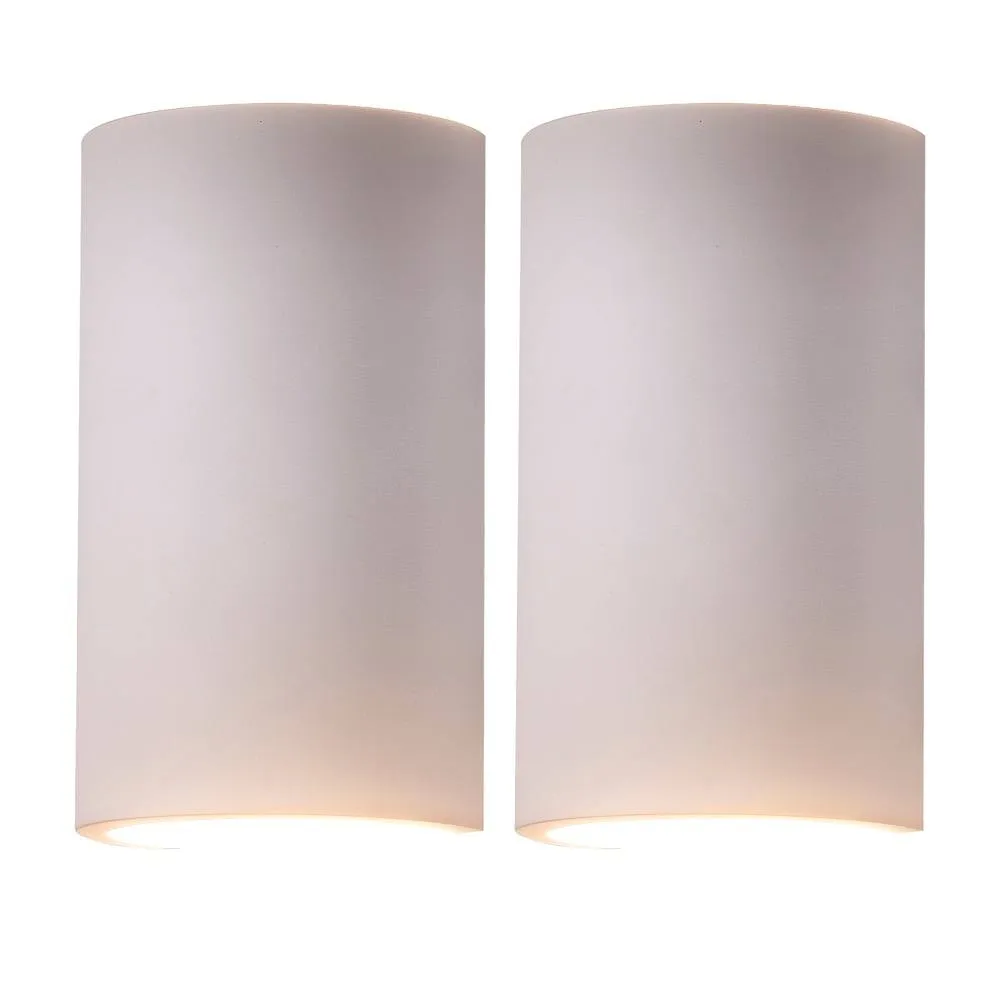 First Choice Lighting Set of 2 Evie - White Plaster G9 Wall Lights