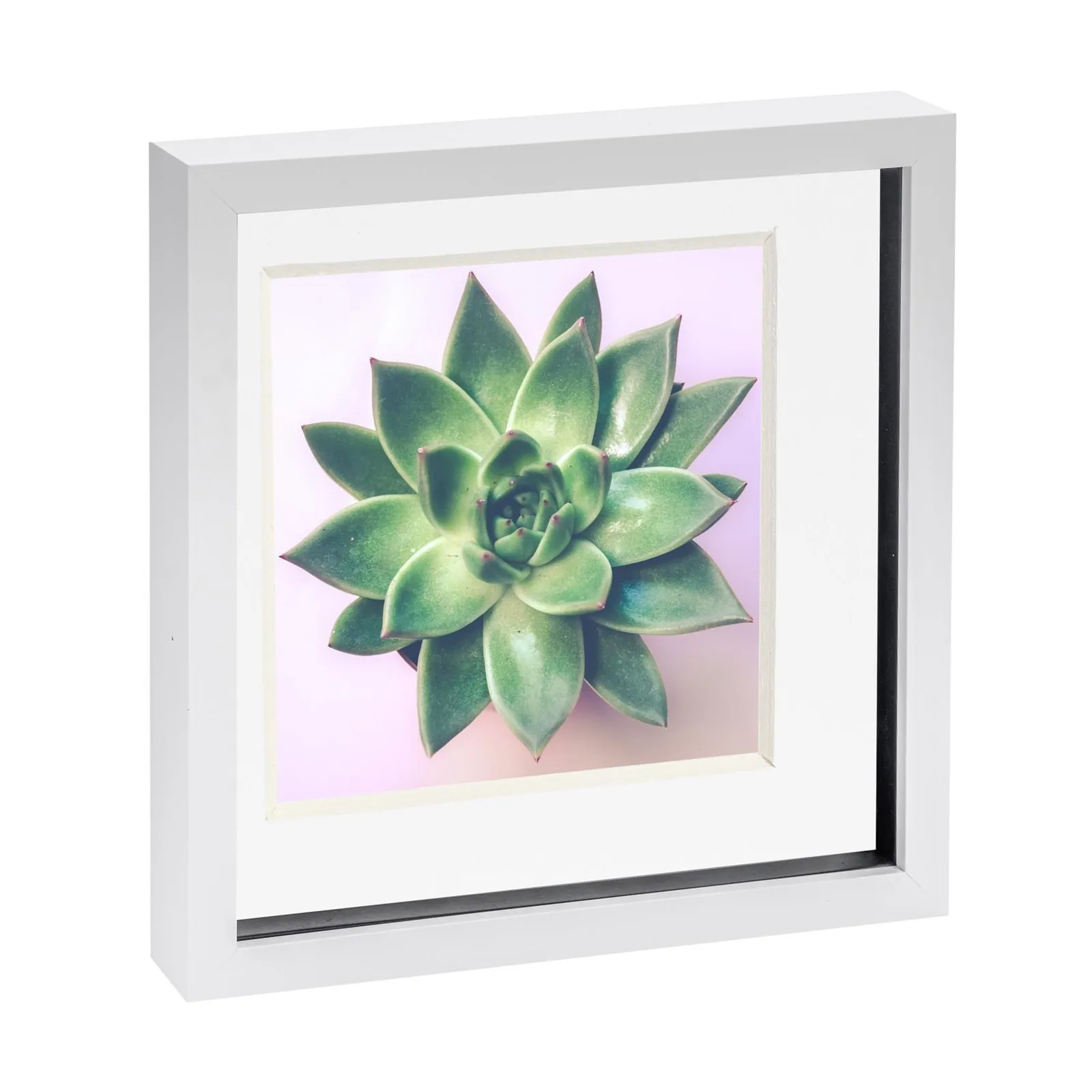 Nicola Spring 3D Box Photo Frame - 10 x 10" with 8 x 8" Mount - Ivory Mount in White