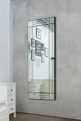 MirrorOutlet All Glass Modern Cheval Triple-Bevel Free Standing Mirror 170 x 58 CM in Silver 5