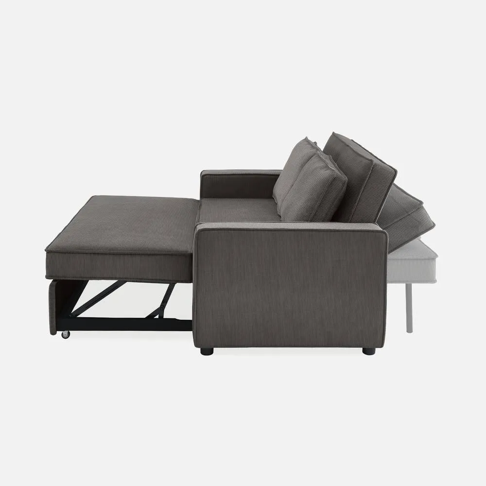sweeek 2-seater Corduroy Sofa Bed in Grey 3