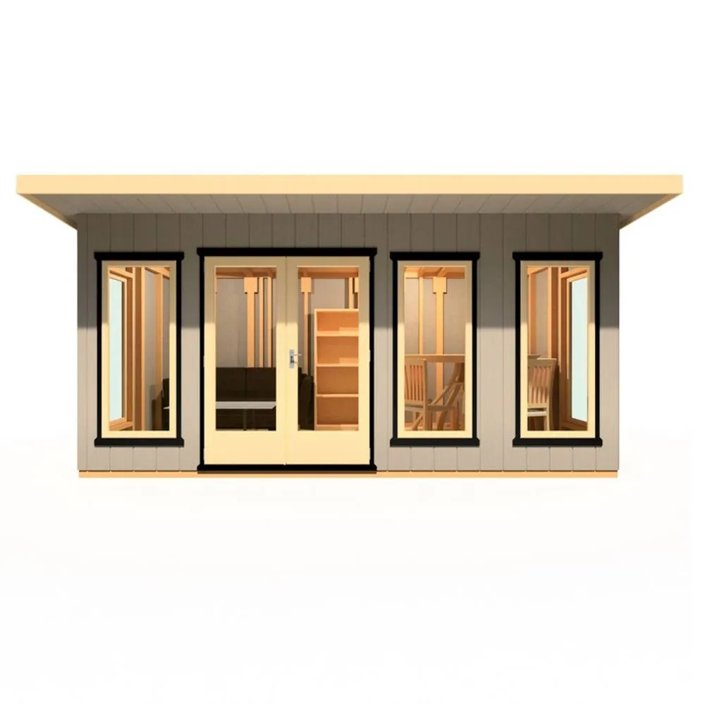 Shires Cali 16x8 Feet Pent 1 Garden Office - OSB/MDF - L334xW509.4xH246.1 cm in Light Brown 4